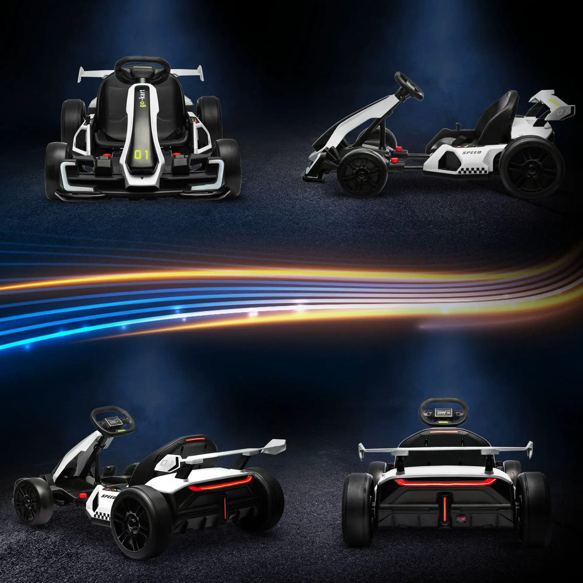 Electric Go Kart | 24V Motor | 7.5 MPH | White Adjustable Seat