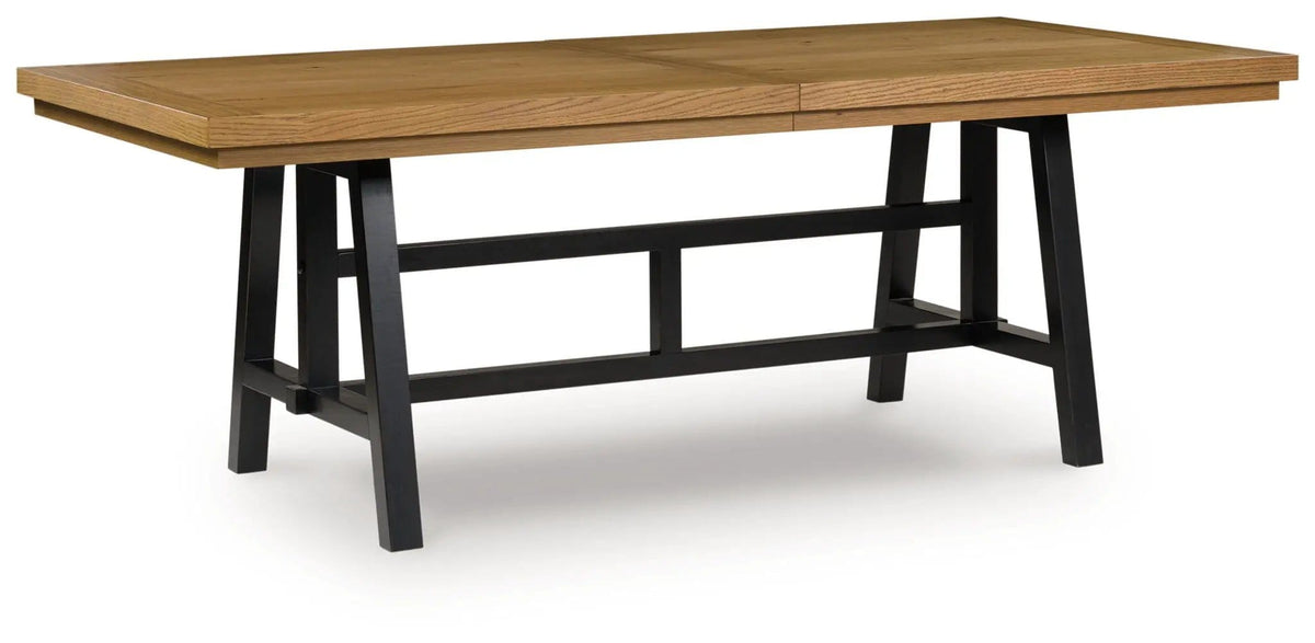 Galliden Rectangular Dining Room Extension Table | 40 x 120.25 x 30 in | Oak Veneer & Mdf | Black / Brown