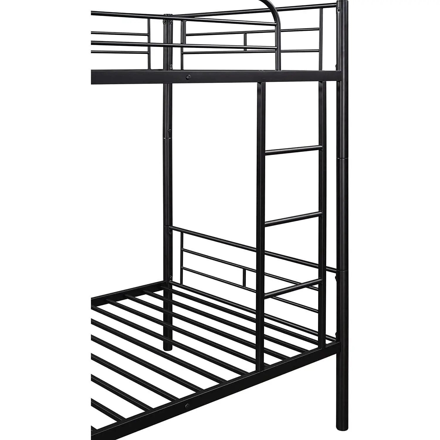 Twin Over Twin Metal Bunk Bed With Ladder In Black from PriceLows™