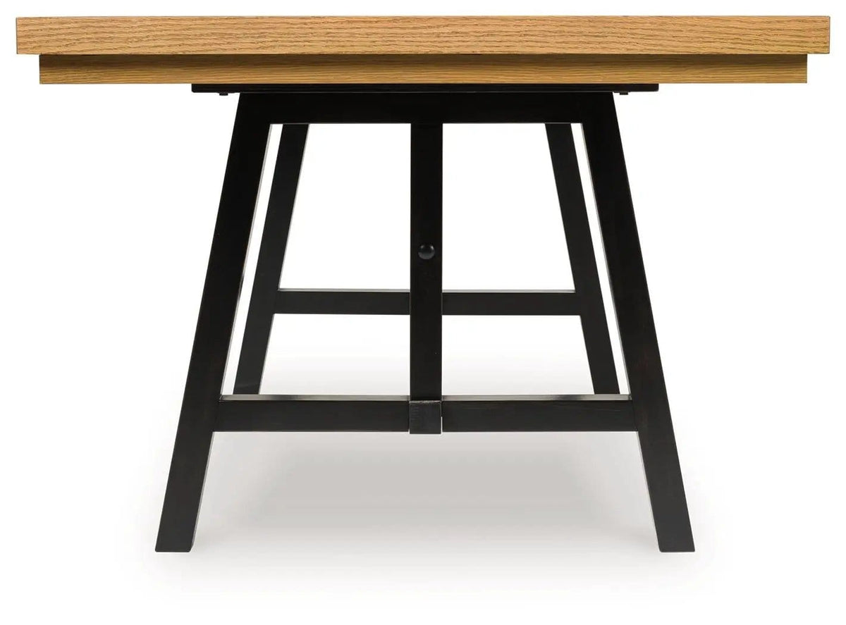 Galliden Rectangular Dining Room Extension Table | 40 x 120.25 x 30 in | Oak Veneer & Mdf | Black / Brown