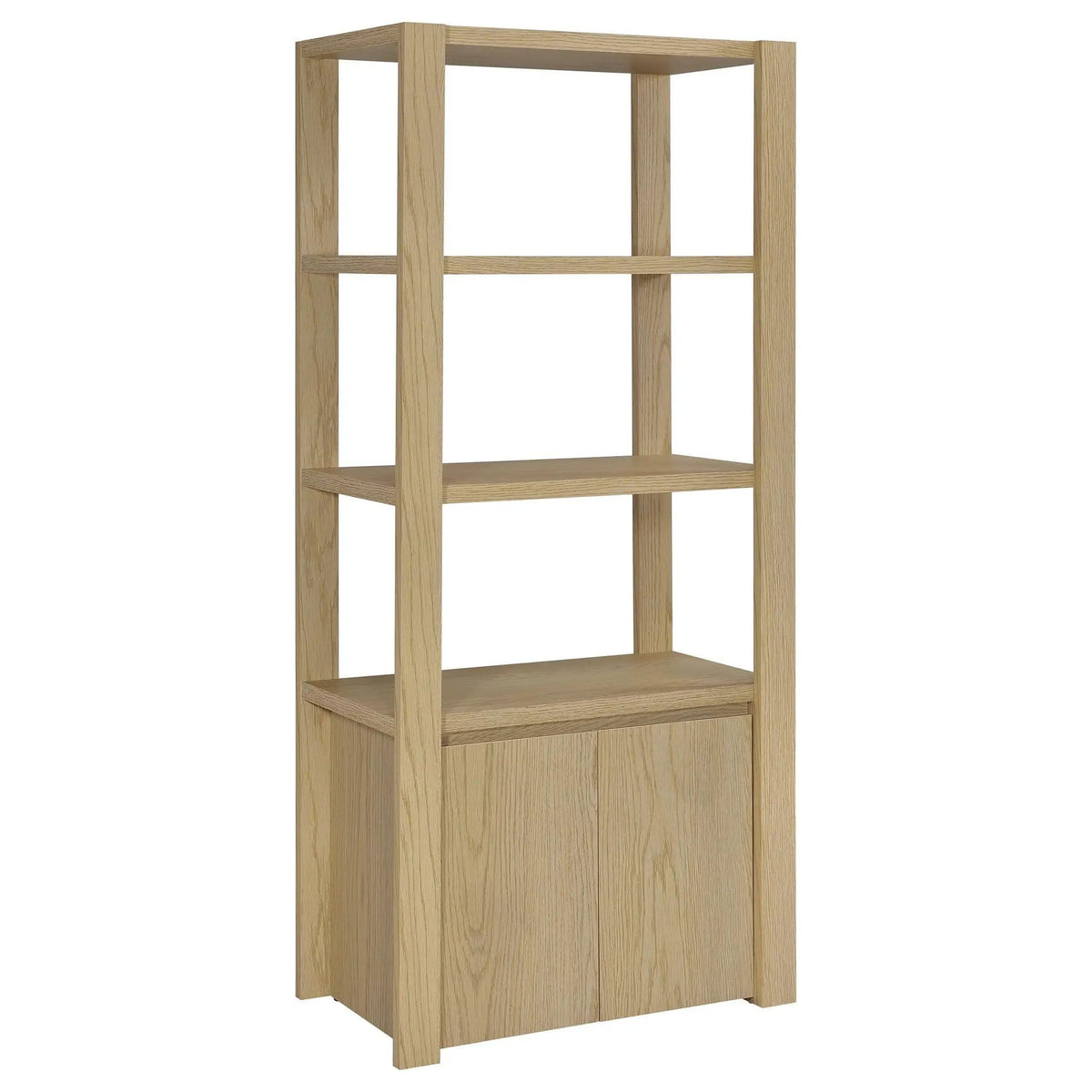 Laurelton 3-shelf Media Tower Tall Pier Cabinet | 31.5 x 17.5 x 70.75 in | Engineered Wood & Veneer | Light Oak