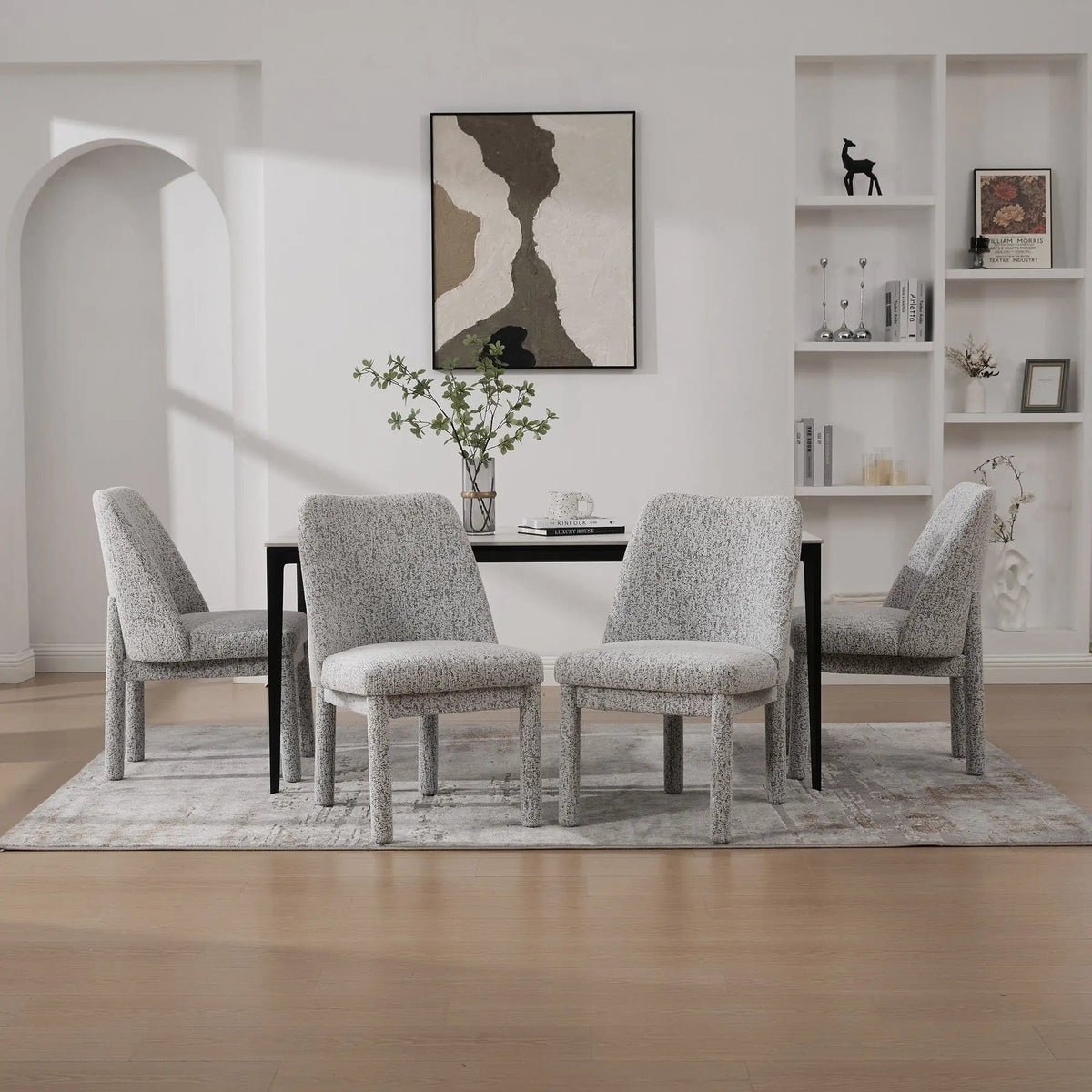 Wide Minimalist Dining Chair Chair Set | Chair Set | Rubberwood & Fabric | Dining Room