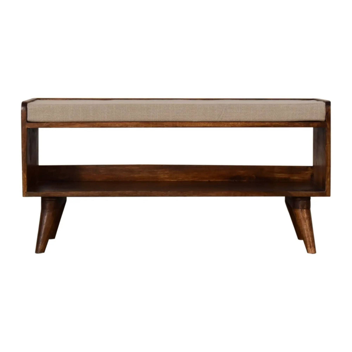 Solid Wood Bench With Upholstered Sea | 3 Pieces | Mango Wood | Home