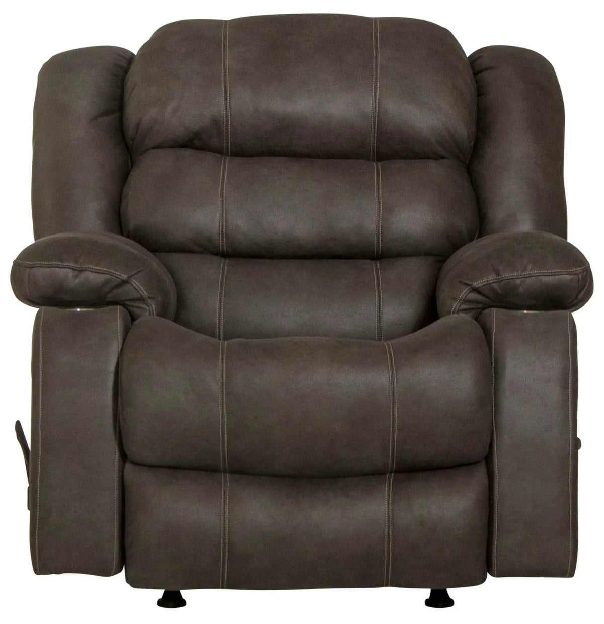 Beckley Rocker Recliner With Cupholders Rocker Chair | 2 Pieces | Walnut & Faux Leather | Living Room