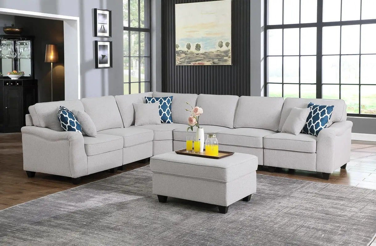 Leo Comfor Modular Sofa And Ottoman 2 Piece Living Room Set | 2 Pieces | Fabric | Living Room