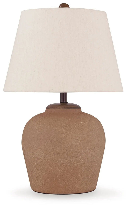 Scantor Metal Table Lamp | 17.13 x 17.13 x 25.38 in | Fabric & Metal | Rust