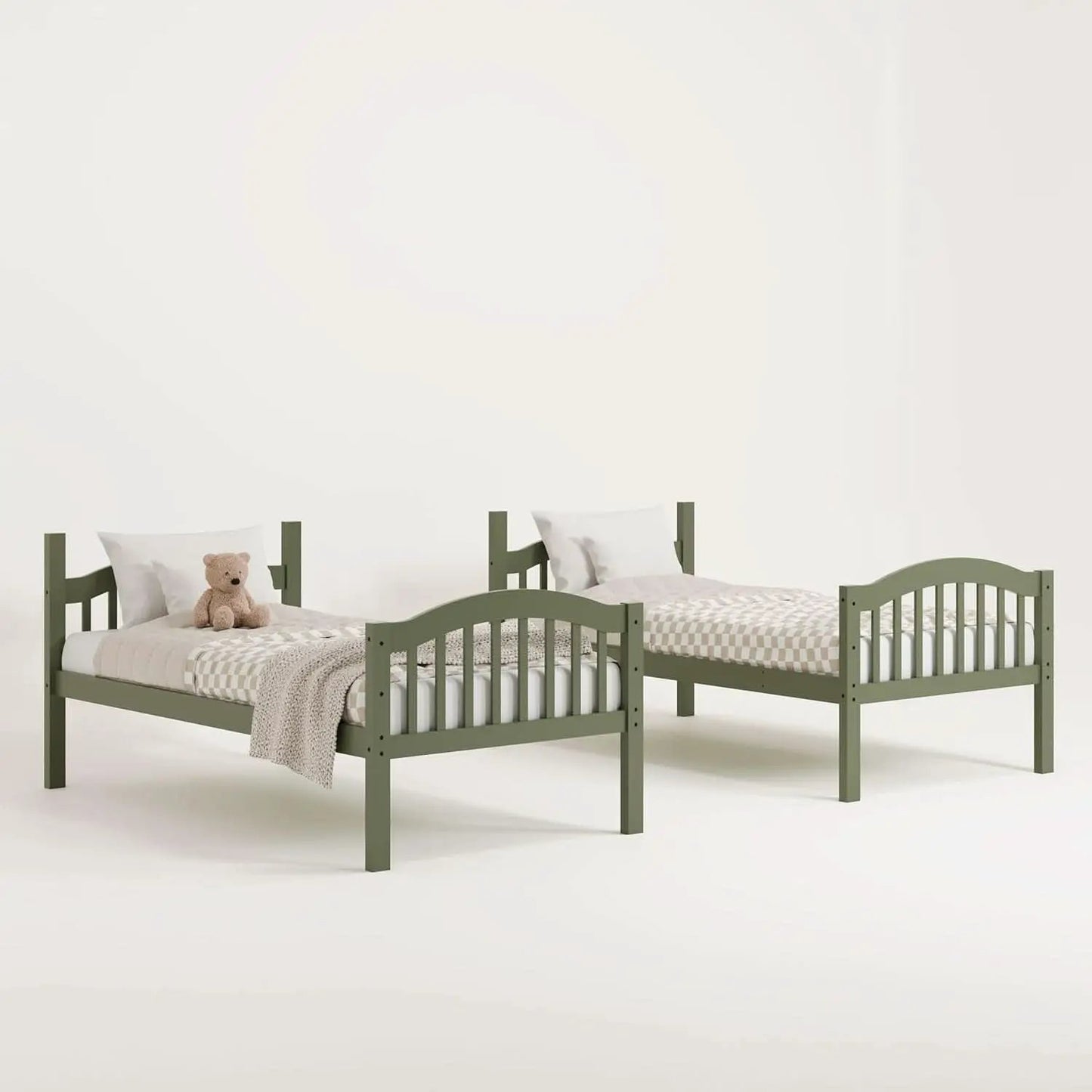Olive Twin Over Twin Bunk Bed Converts To Two Beds from PriceLows™