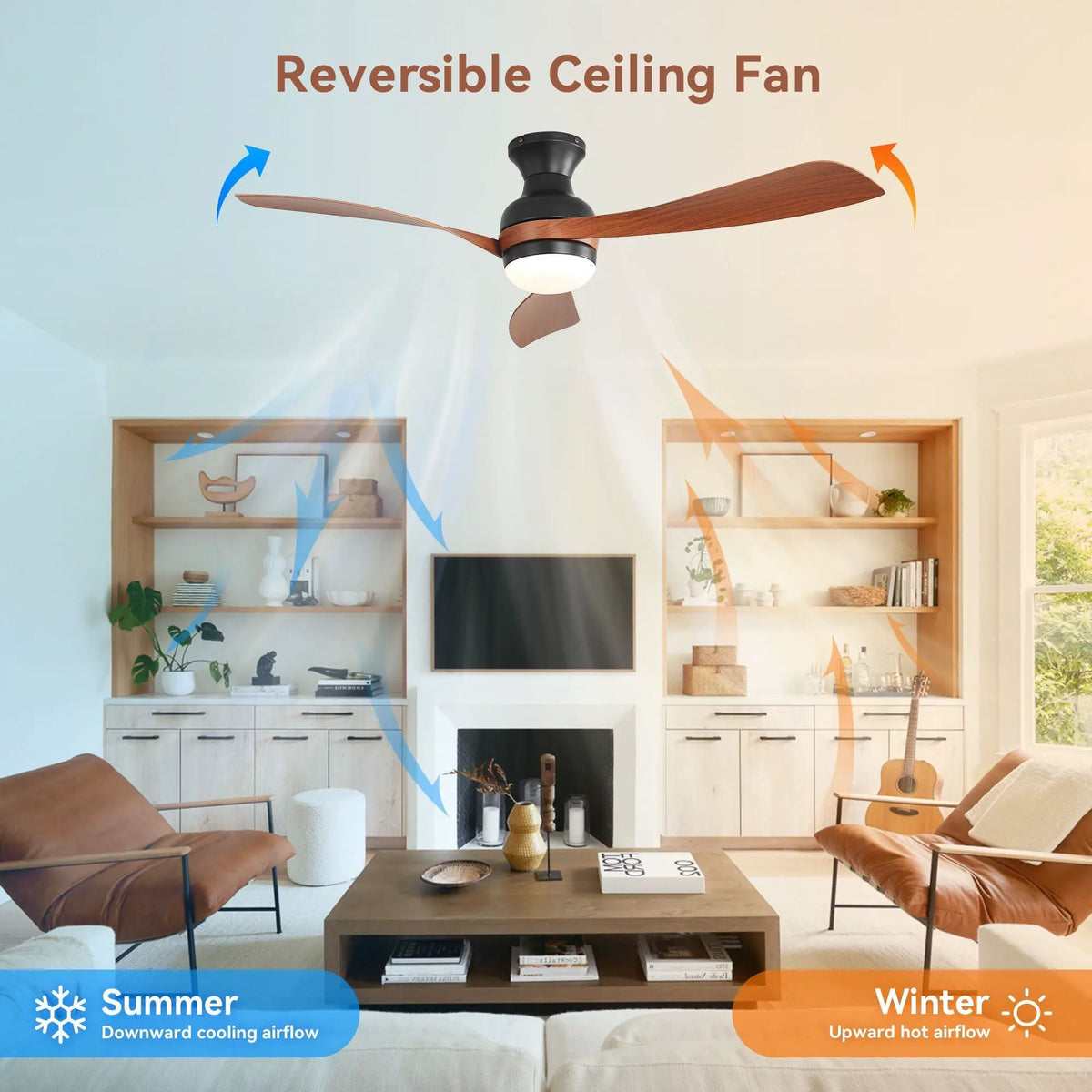 LED Ceiling Fan With Remote | 3 Blades | Reversible DC Motor | 6 Speeds Dimmable Light