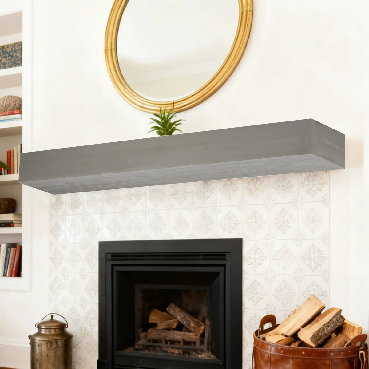 Fireplace Mantel Floating Shelf | 50 Lb Heavy Duty | Rustic Modern