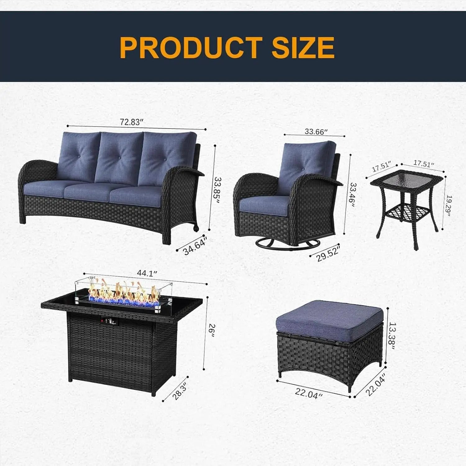 Outdoor Patio Furniture Set With Fire Pit Table 10 Piece Wicker Swivel Rocker from PriceLows™