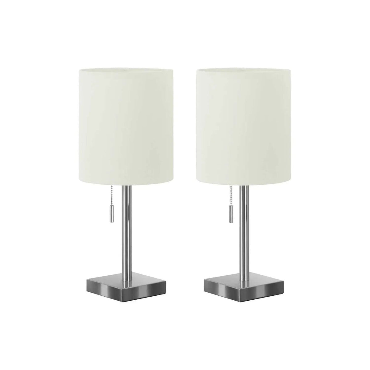 Lighting, Table Lamp, USB Port Included, Nickel, Contemporary (Set of 2) | 2 Pieces | Fabric & Metal | Home