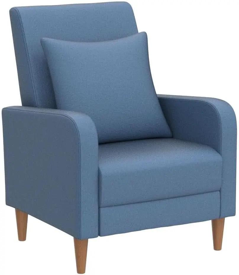 Blue Upholstered Accent Armchair With Back Cushions from PriceLows™