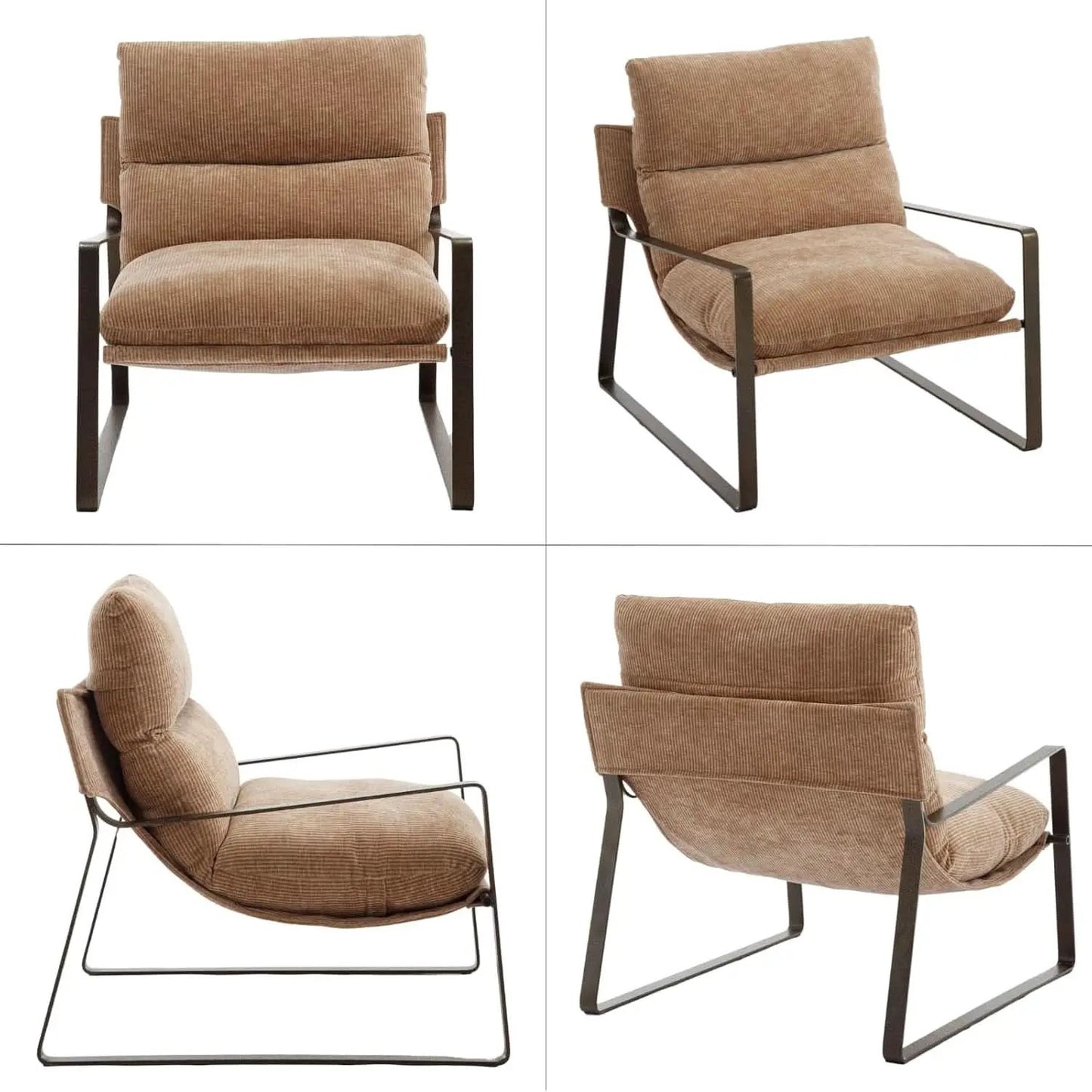 Khaki Chenille Accent Chair With Armrest Upholstered from PriceLows™