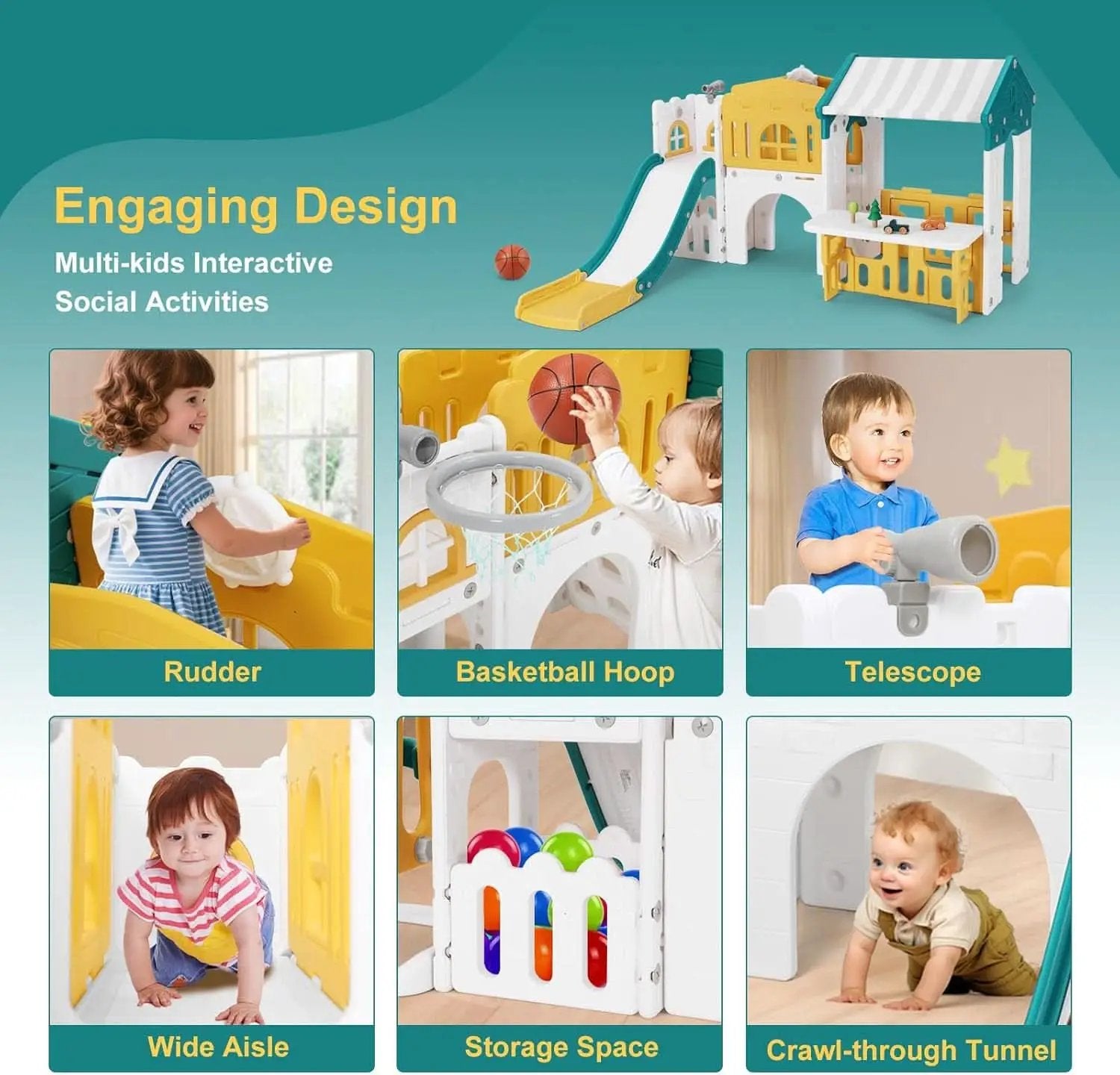 Nine In One Toddler Sliding Playground OutdoorPlayset from PriceLows™