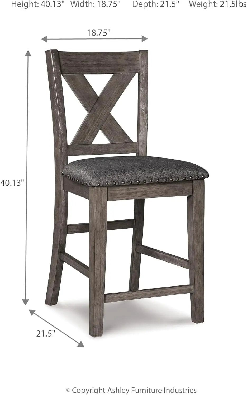 Caitbrook Gray Upholstered Counter Height Barstool Set Of 2 from PriceLows™