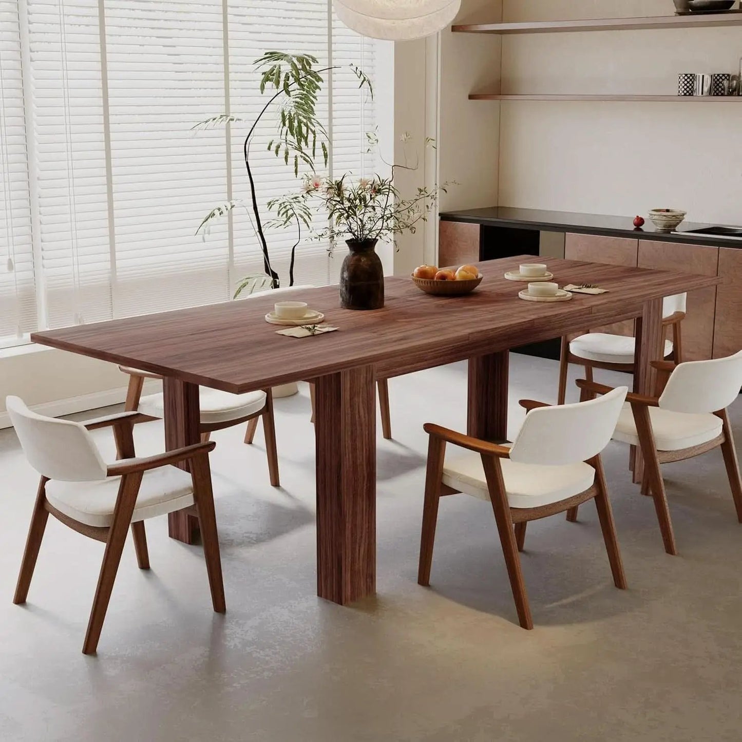 Expandable Dining Table For 6 To 8 Seater Brown Engineered Wood from PriceLows™