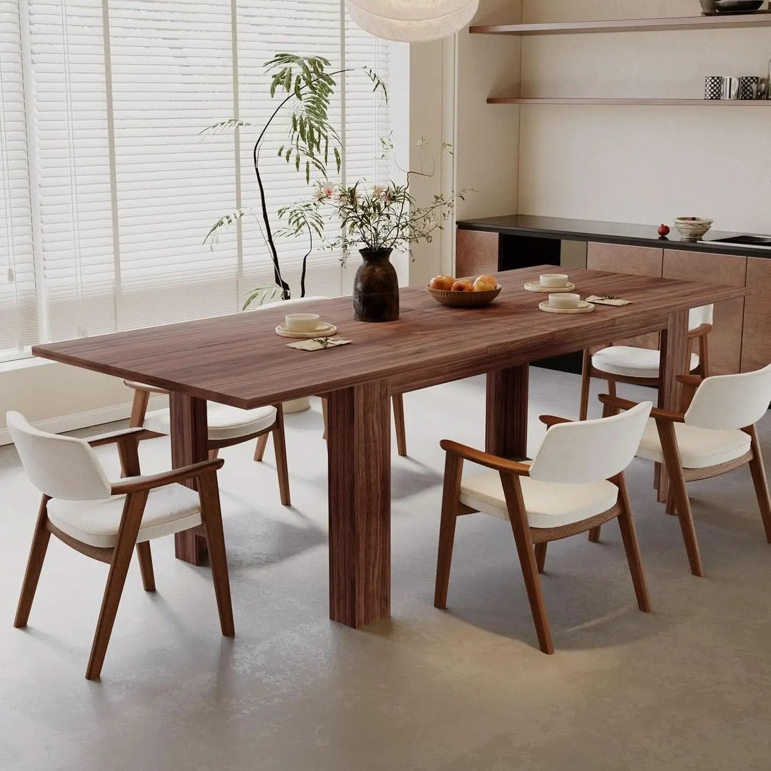 Expandable Dining Table For 6 To 8 Seater Brown Engineered Wood from PriceLows™