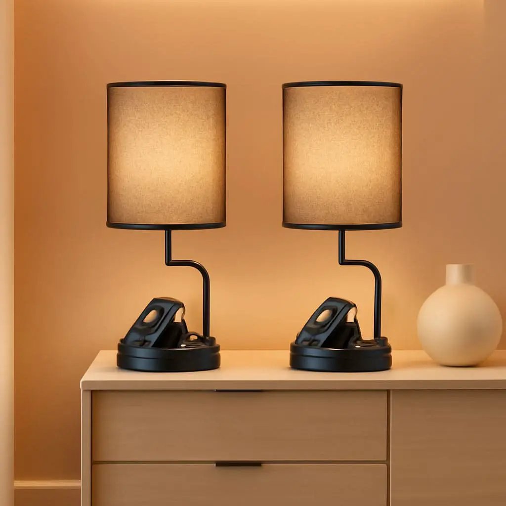Table Lamp With 3 USB Ports And AC Outlet For Office from PriceLows™