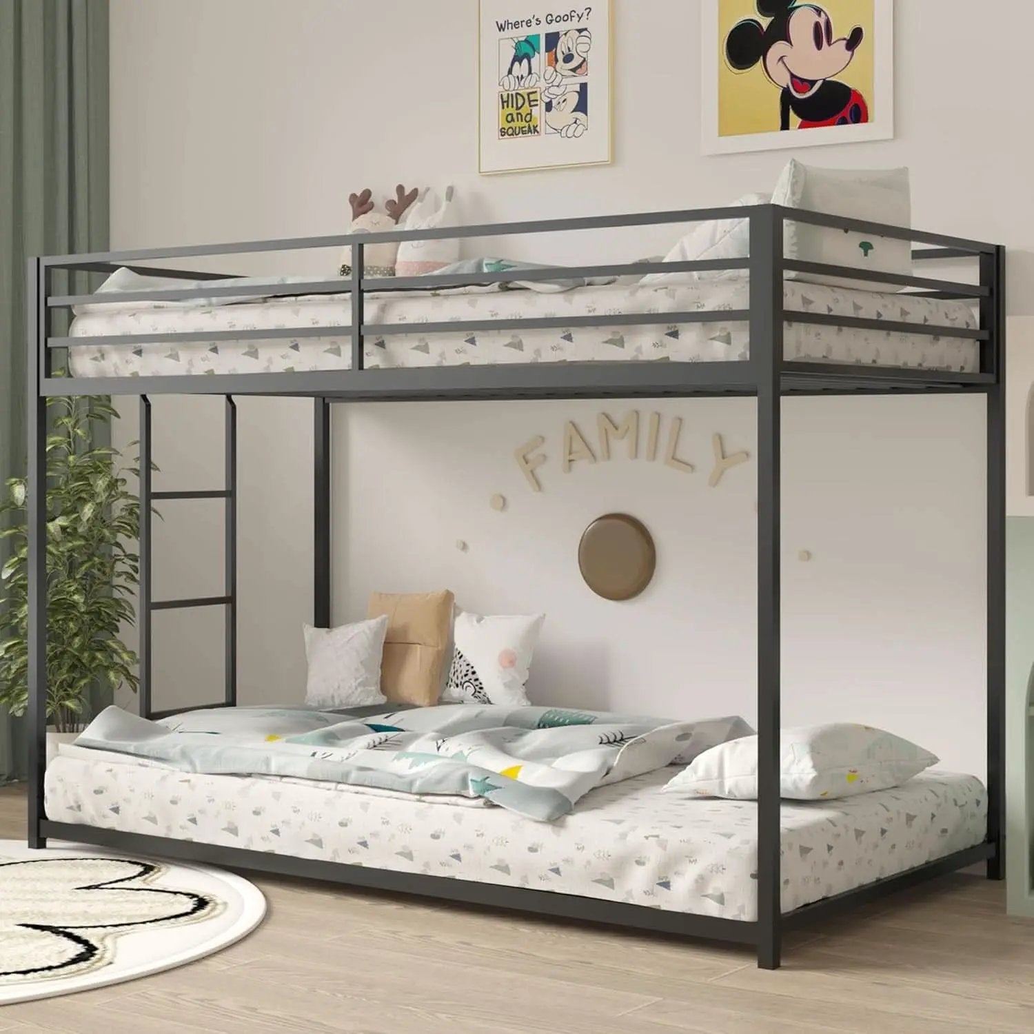 Twin Bunk Bed Black With Stable Ladder For Adults And Teens from PriceLows™