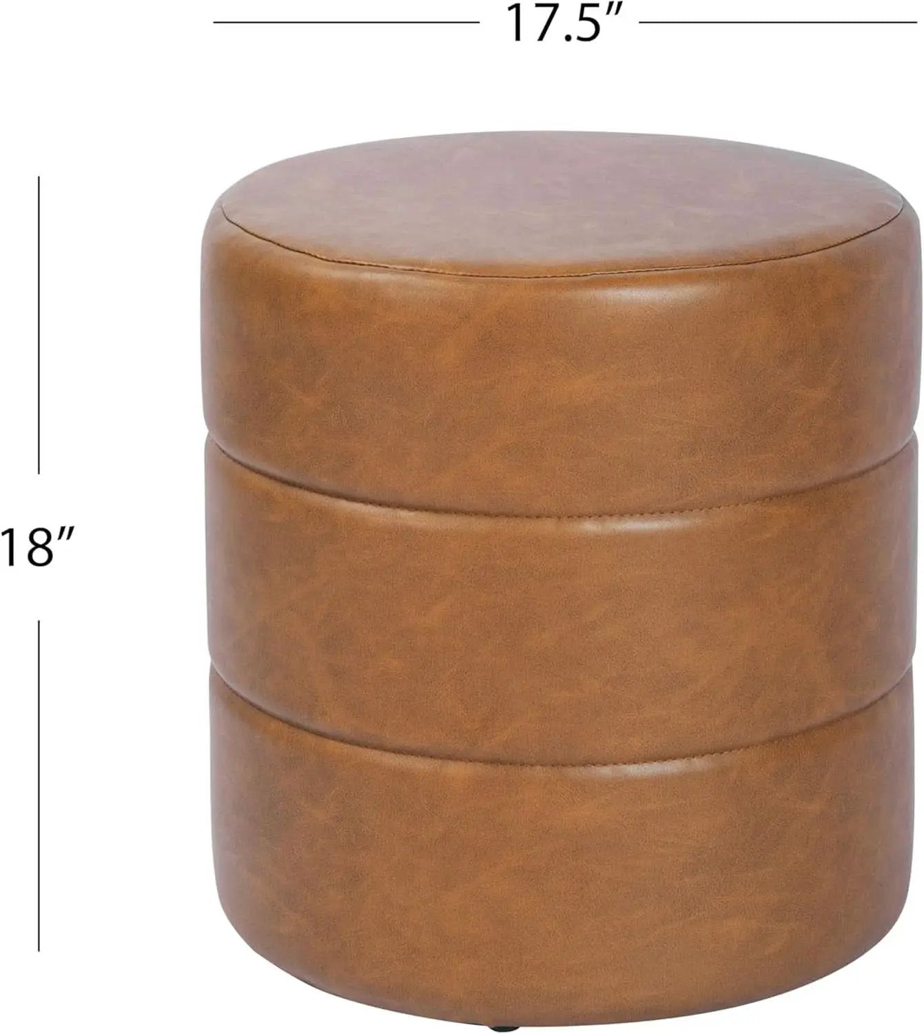 Round Upholstered Faux Leather Ottoman Footrest Camel from PriceLows™