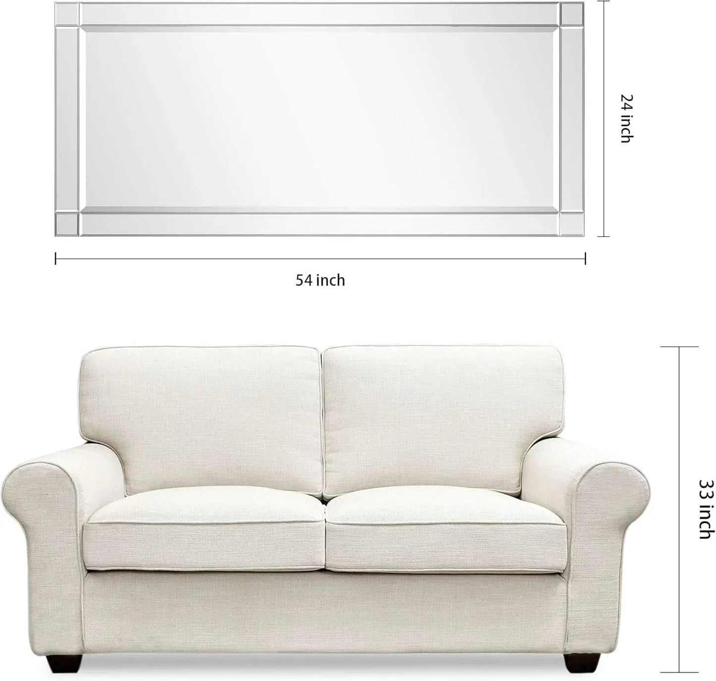 Modern Squared Corner Rectangle Wood Wall Mirror 24 x 54 from PriceLows™