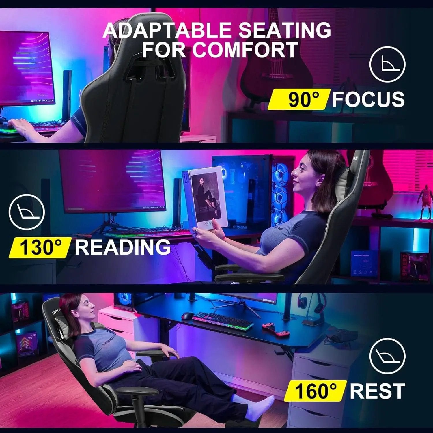 Ergonomic Gaming Chair With Footrest For Long Sessions Gray from PriceLows™