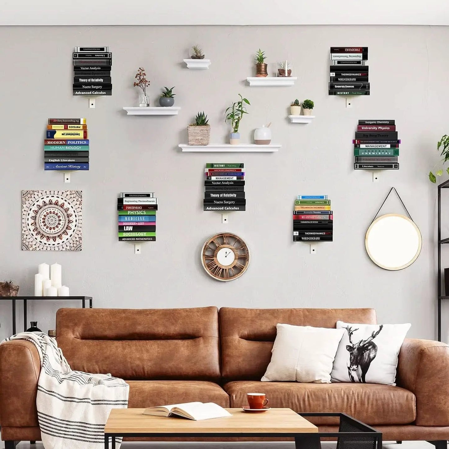 Invisible Floating Bookshelf Wall Mounted 8 Tier White from PriceLows™