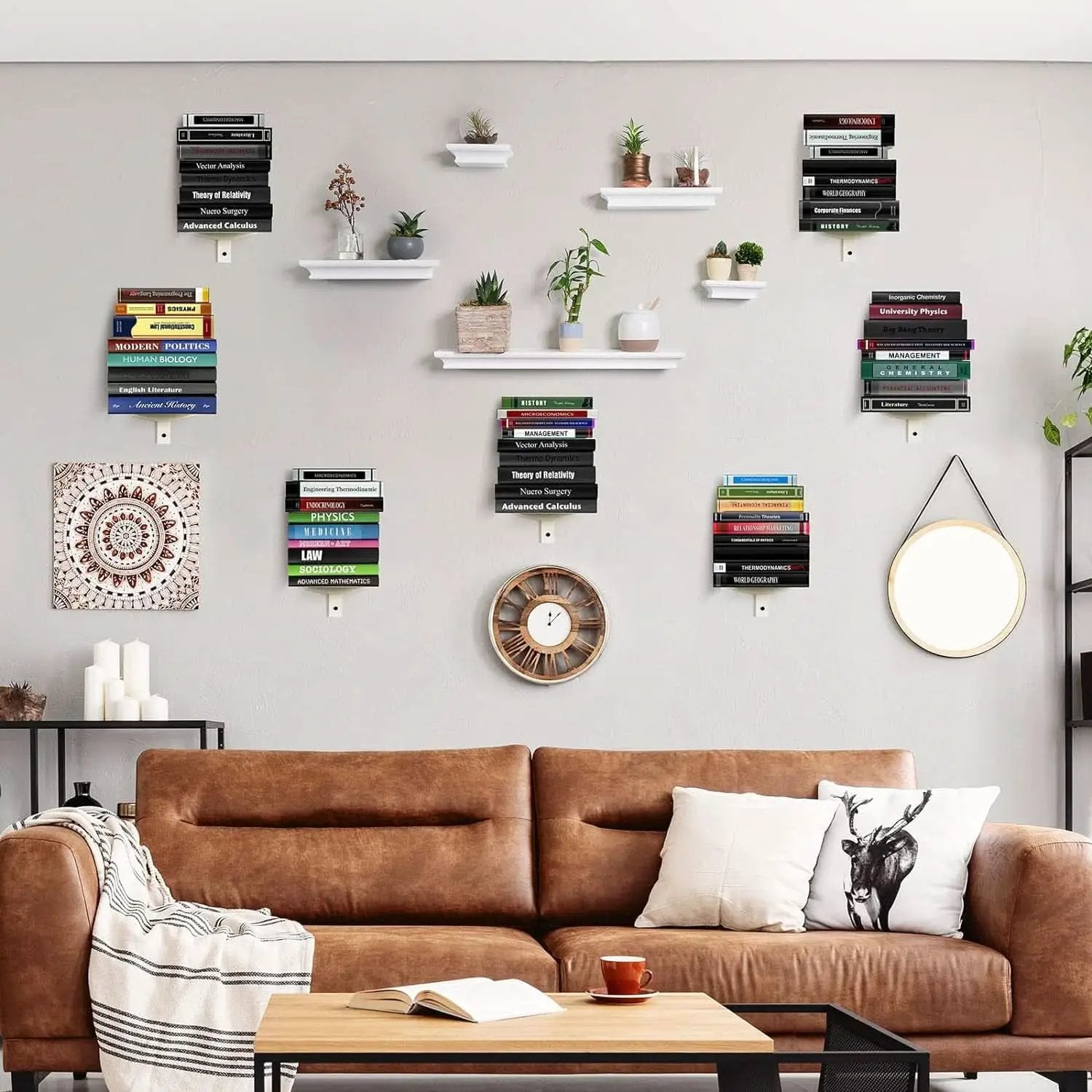 Invisible Floating Bookshelf Wall Mounted 8 Tier White from PriceLows™