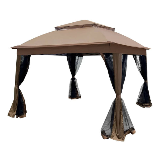 Outdoor Pop Up Gazebo Canopy With 2 Tier Soft Top And Removable Zipper Netting | 2 Pieces | Fabric & Steel | Outdoor Living