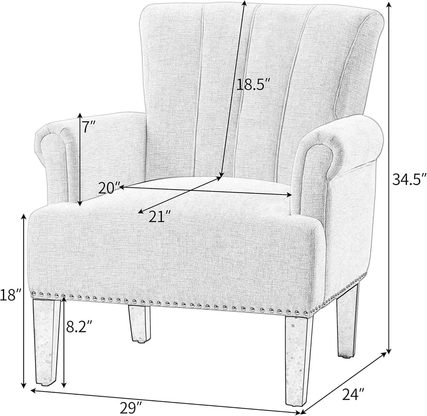 Cream Polyester Tufted Mid Century Upholstered Chair from PriceLows™