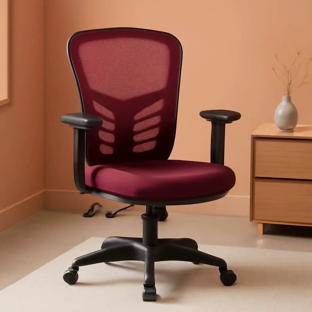 Articulate Ergonomic Red Mesh Office Chair with Adjustable Support from PriceLows™