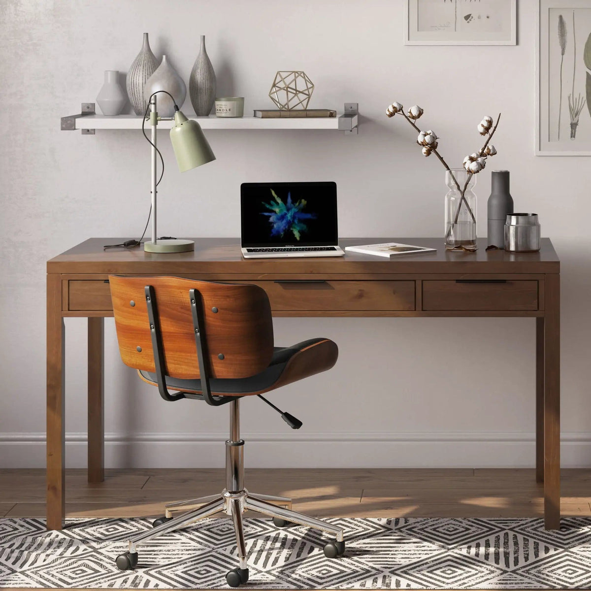 Hollander Handcrafted Desk | 4 Pieces | Solid Wood | Home Office
