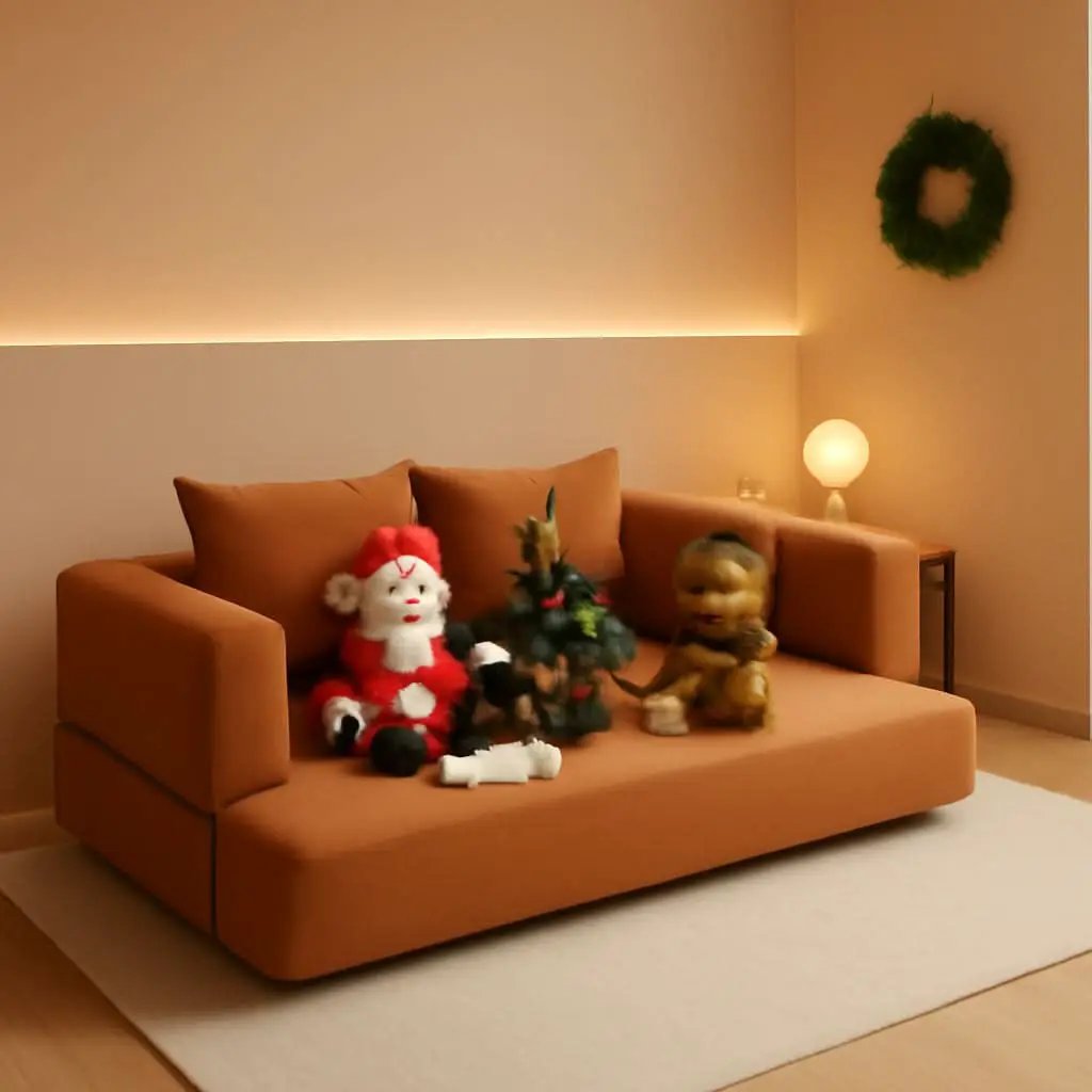 79 Inch Convertible Sofa Bed Orange CorduroyPillows from PriceLows™