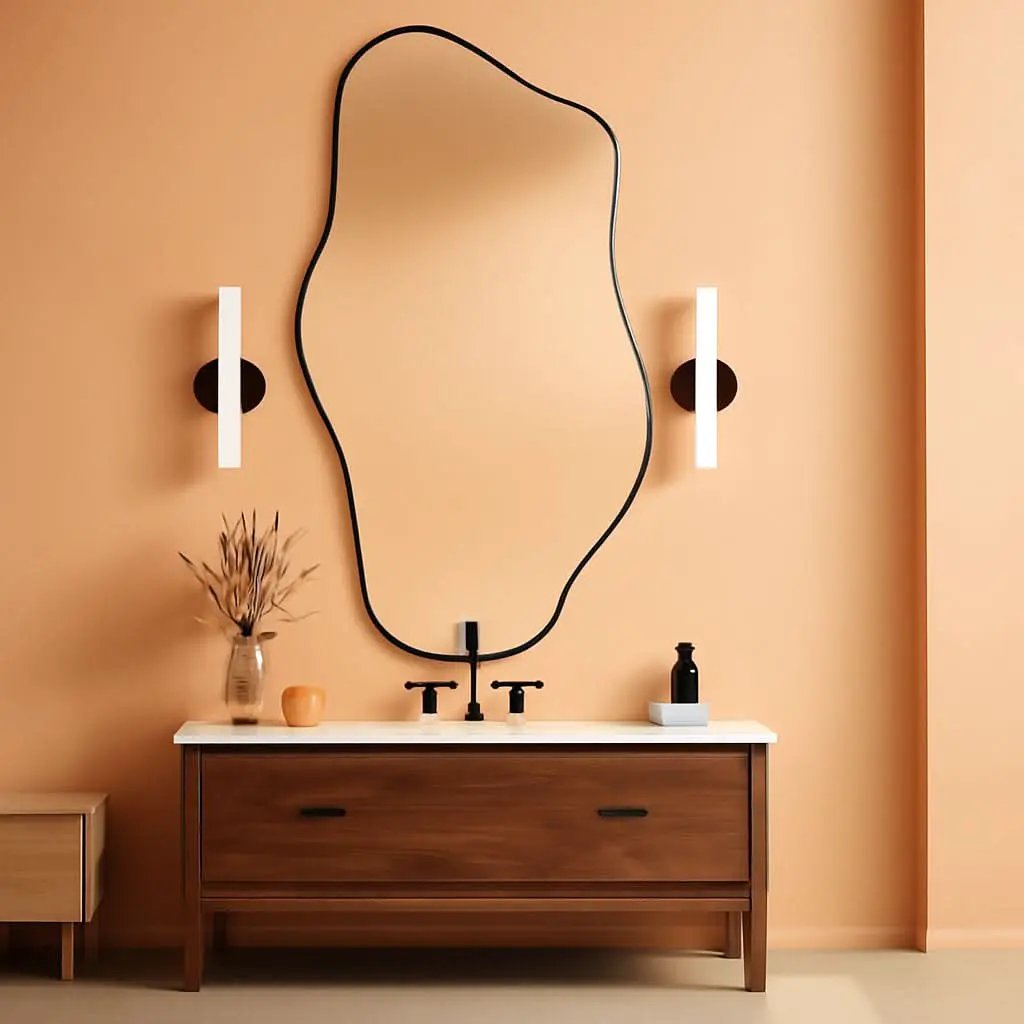 Large Black Irregular Mirror With Asymmetrical Frame from PriceLows™