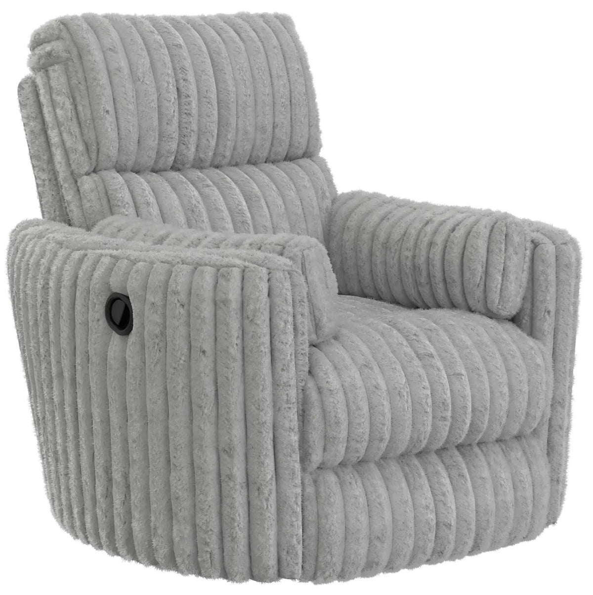 Daydream Swivel Glider Recliner | Unique Shape | Comfort Bolsters | Faux Fur