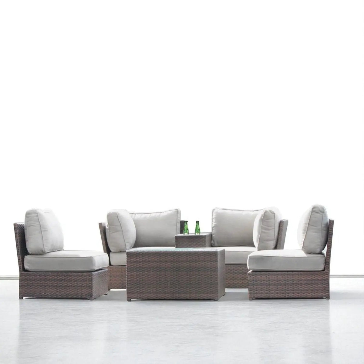 Outdoor Rattan Sectional Set | Half-Round HDPE Wicker | Rustproof Aluminum Frame | Fully Assembled