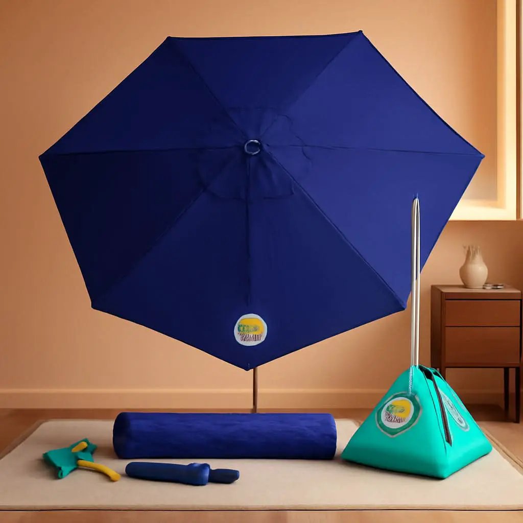 Deep Ocean Blue All In One Beach Umbrella System Ultra Base from PriceLows™