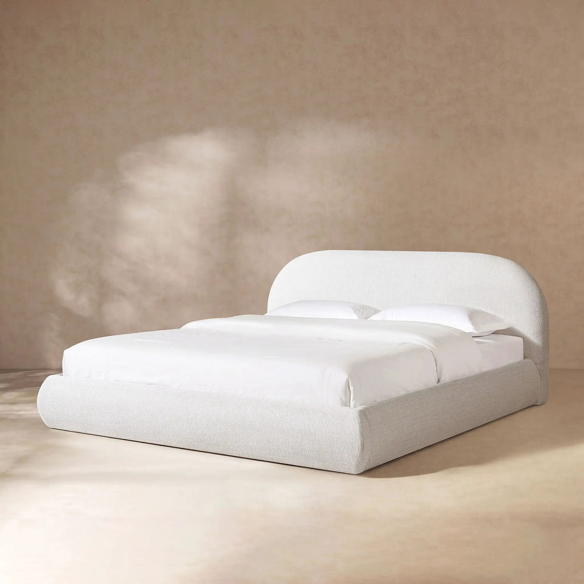 Archie Upholstered Platform Bed | Puffy Arch Headboard | Grounded Design | No Box Spring Needed