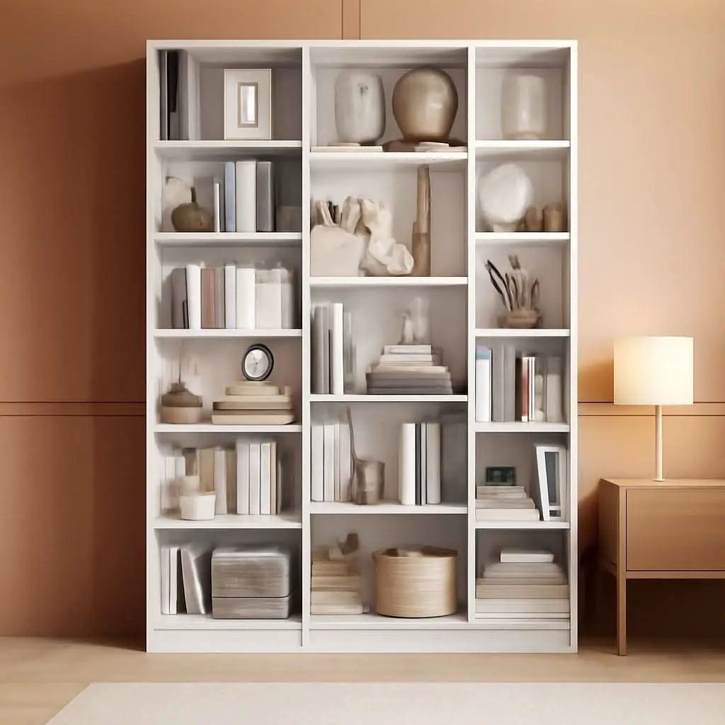 Triple Wide White Bookshelf 6 Tier 74 Inch Tall Unit from PriceLows™
