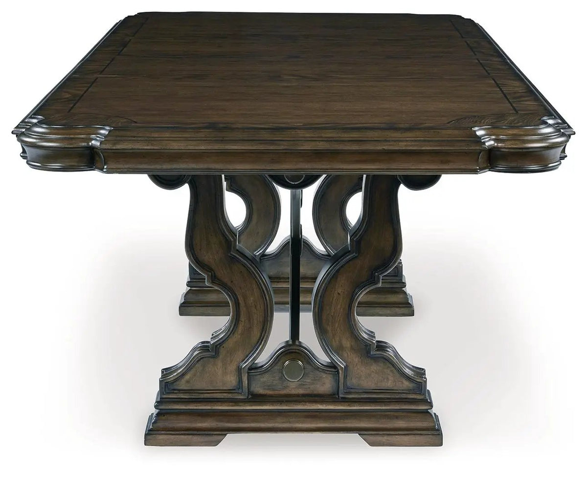 Maylee Extension Dining Table | Dark Brown | 72 Inch Base Depth | Two Extension Leaves