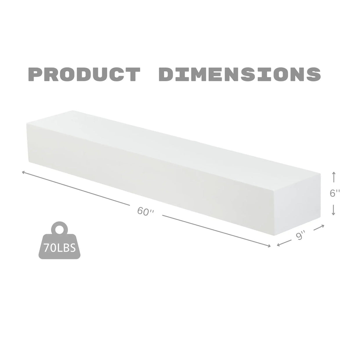 Fireplace Mantel Floating Shelf | 50 Lb Heavy Duty | Rustic Modern
