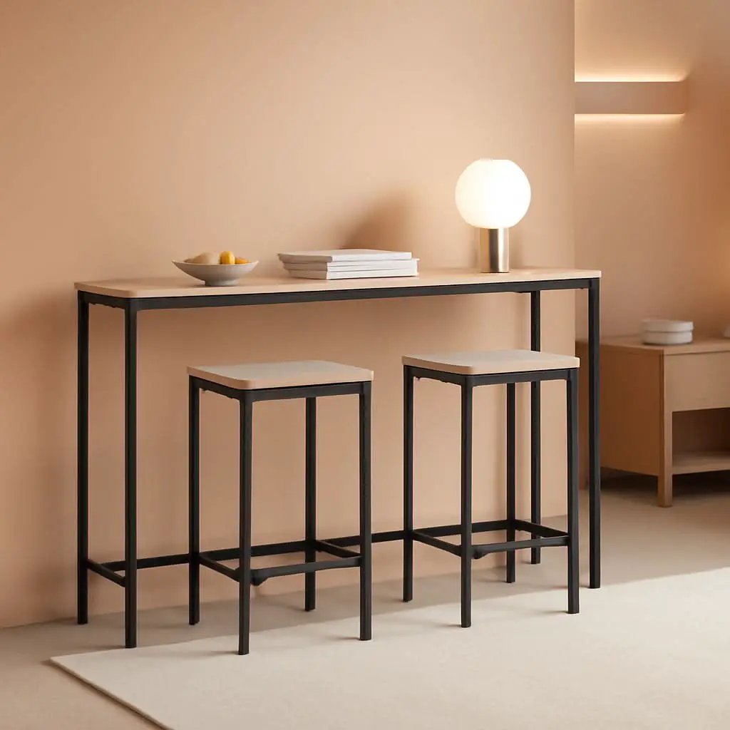 Greige Rectangular Industrial Bar Stool Set of 2, 15in Seat from PriceLows™