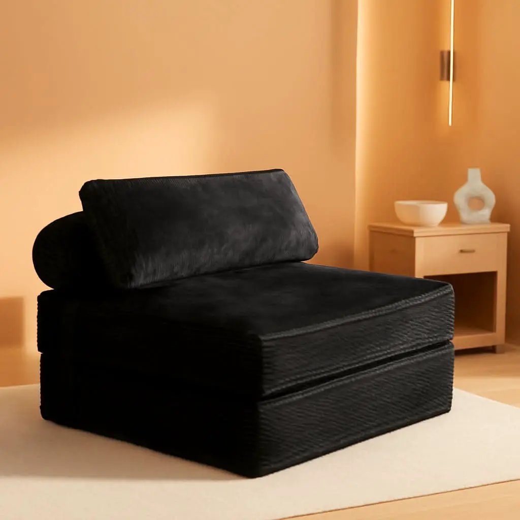 Folding Sofa Bed Convertible Black Pillow Included from PriceLows™