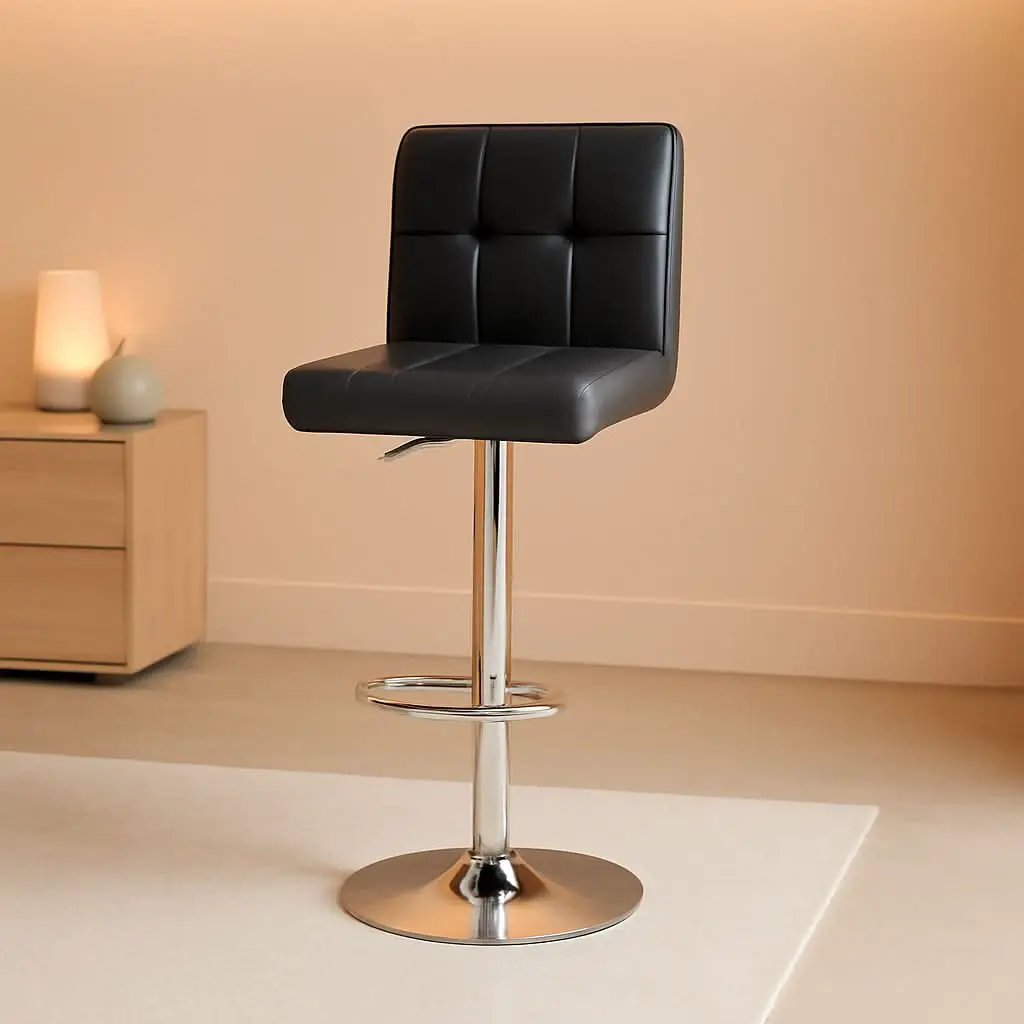 Black 6 Squares Back Adjustable Bar Stool Set Of 2 from PriceLows™