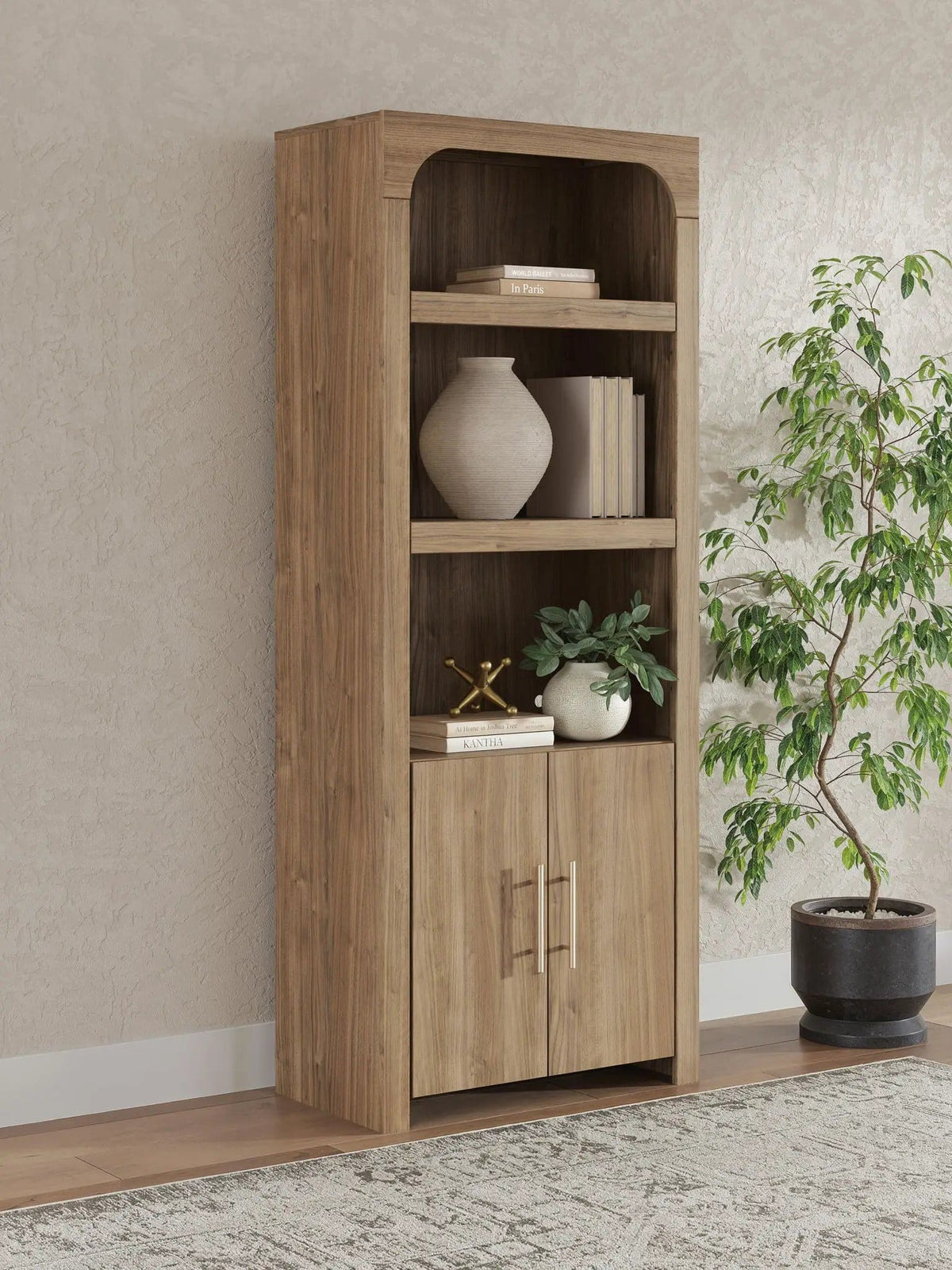 Dovander Display Cabinet | 28.58 x 15.31 x 72.24 in | Walnut Wood & Mdf | Brown