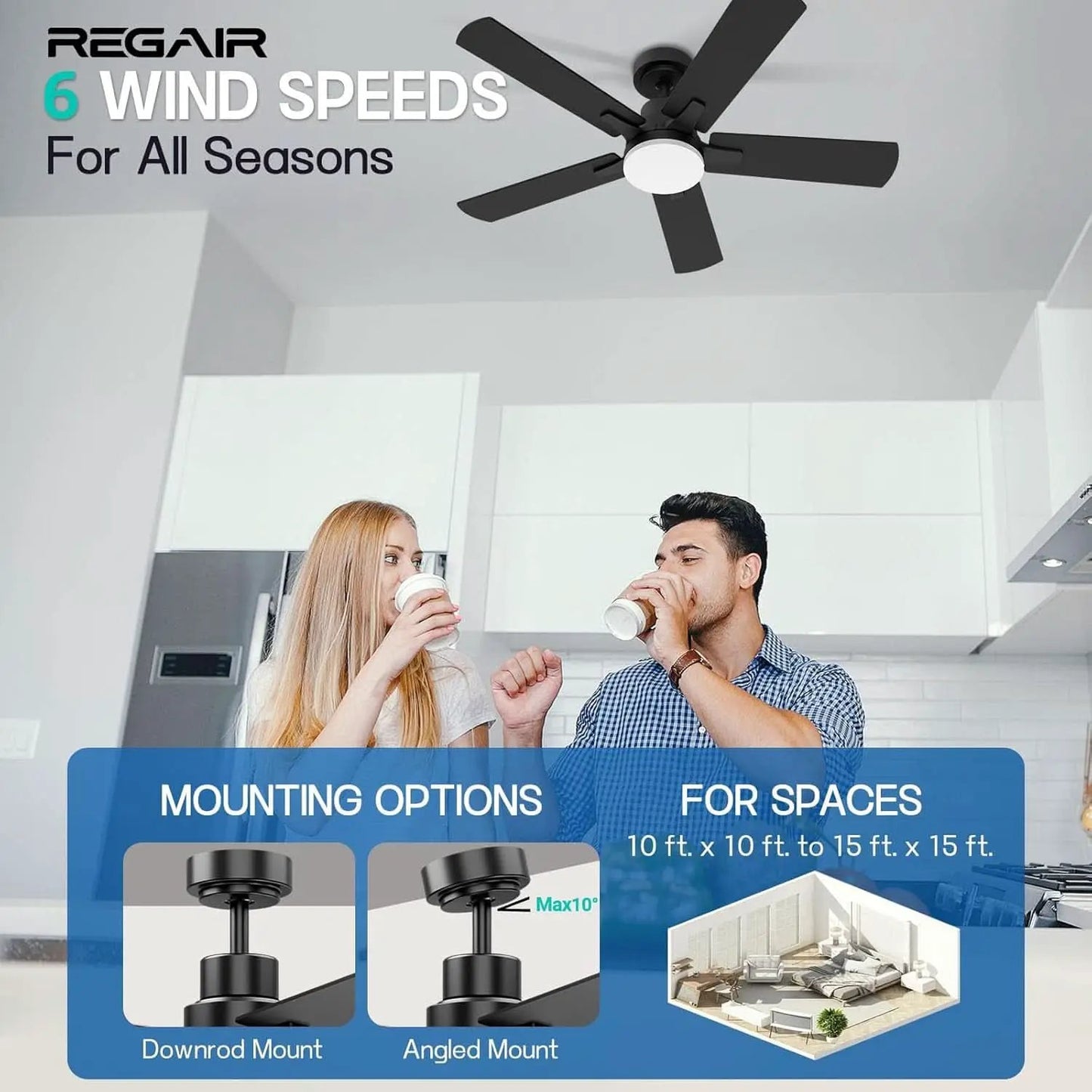 42 Inch Ceiling Fan With Light Remote DC Motor 3CCT Black from PriceLows™