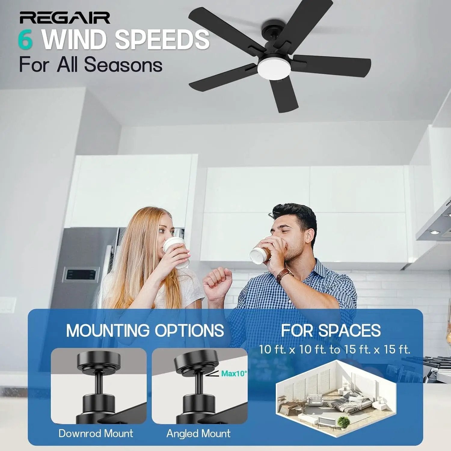 42 Inch Ceiling Fan With Light Remote DC Motor 3CCT Black from PriceLows™
