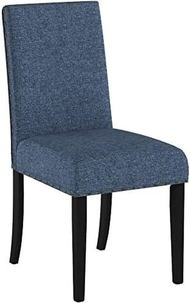 Biony Blue Fabric Dining Chair Set of 2 With Nailhead Trim from PriceLows™