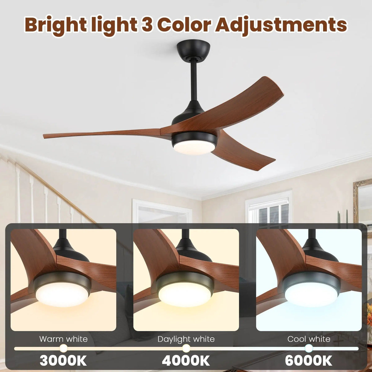 Ceiling Fan | Remote Control DC Motor | Dimmable Light | 3 Blades