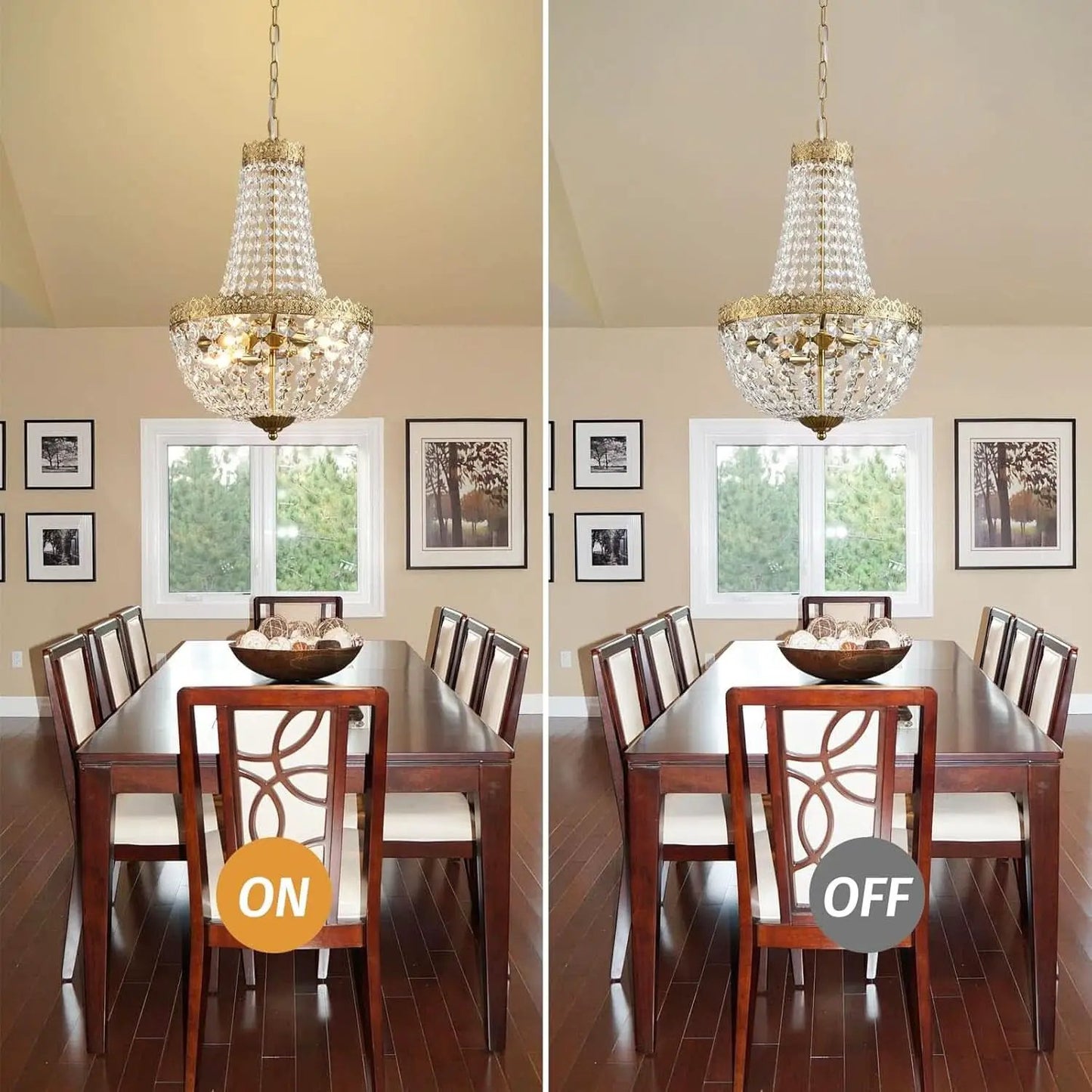 Antique Brass Crystal Chandelier Four Light Pendant from PriceLows™